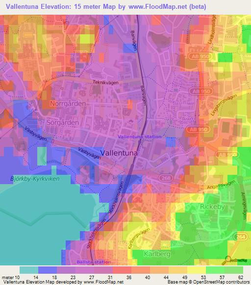 Vallentuna,Sweden Elevation Map