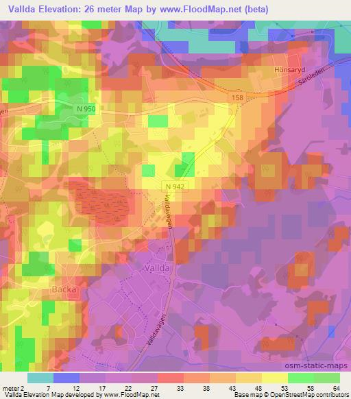 Vallda,Sweden Elevation Map