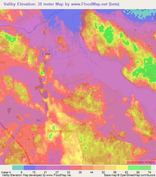 Vallby,Sweden Elevation Map