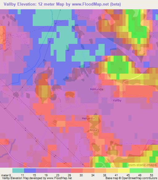 Vallby,Sweden Elevation Map