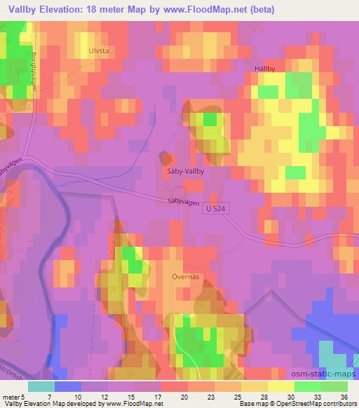 Vallby,Sweden Elevation Map