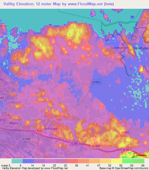 Vallby,Sweden Elevation Map