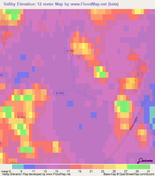 Vallby,Sweden Elevation Map