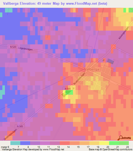 Vallberga,Sweden Elevation Map