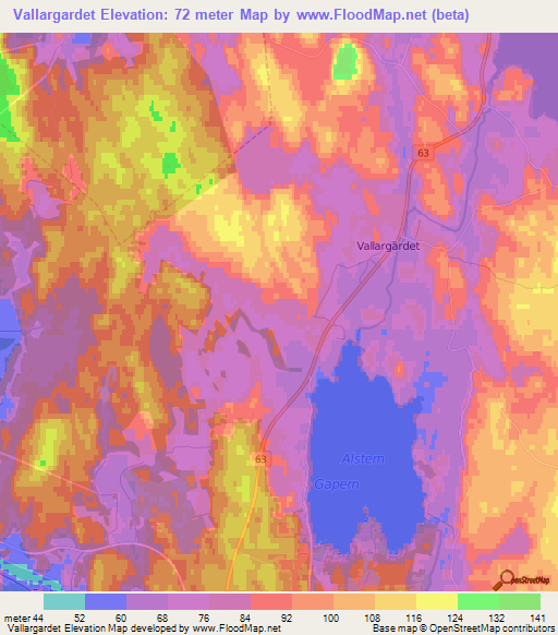 Vallargardet,Sweden Elevation Map