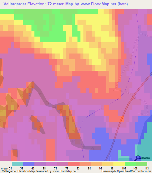 Vallargardet,Sweden Elevation Map