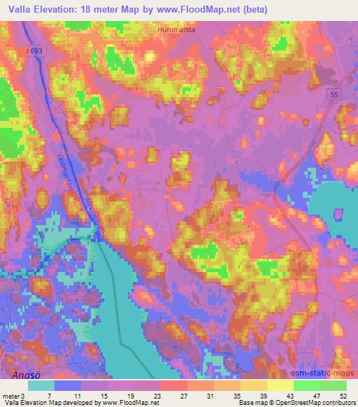 Valla,Sweden Elevation Map