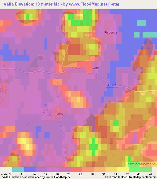 Valla,Sweden Elevation Map