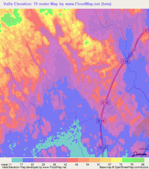 Valla,Sweden Elevation Map