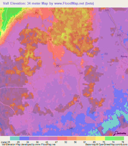 Vall,Sweden Elevation Map