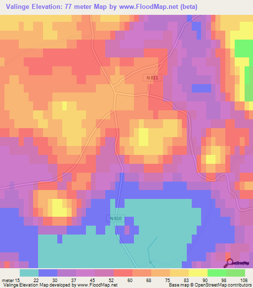 Valinge,Sweden Elevation Map