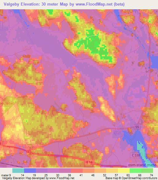 Valgeby,Sweden Elevation Map