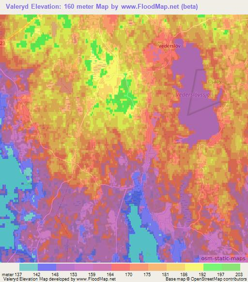 Valeryd,Sweden Elevation Map