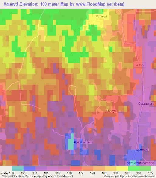 Valeryd,Sweden Elevation Map