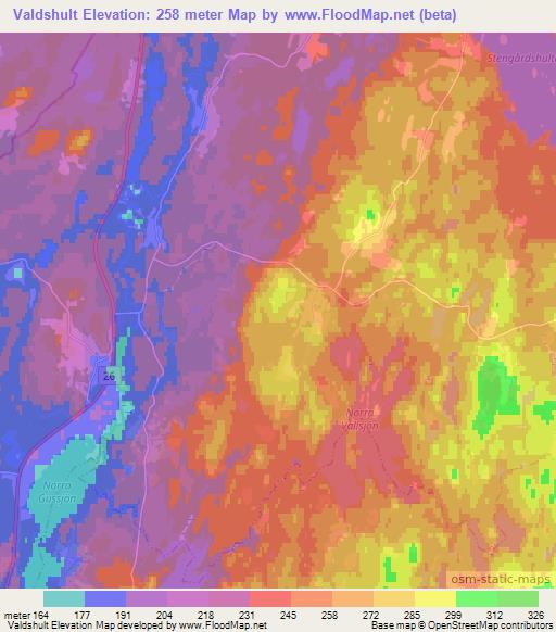 Valdshult,Sweden Elevation Map