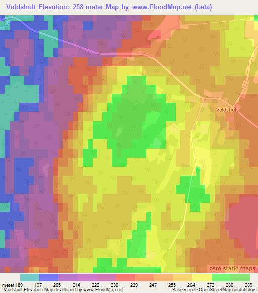 Valdshult,Sweden Elevation Map