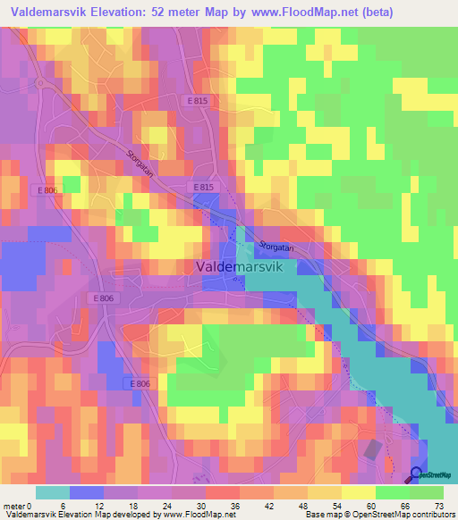 Valdemarsvik,Sweden Elevation Map