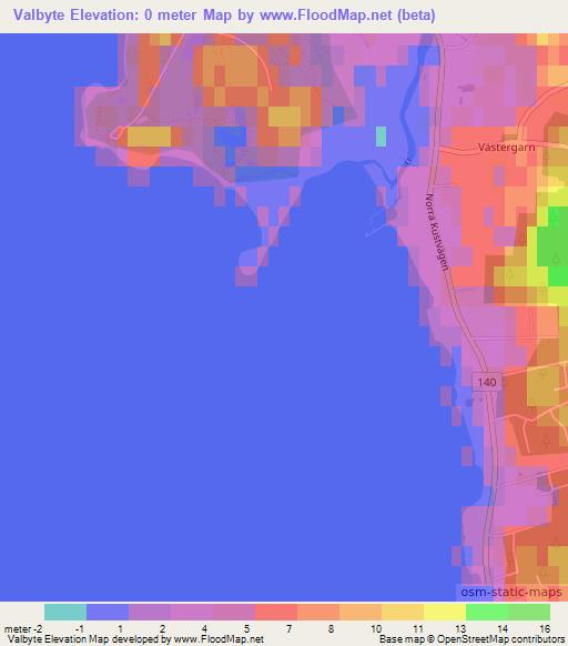 Valbyte,Sweden Elevation Map