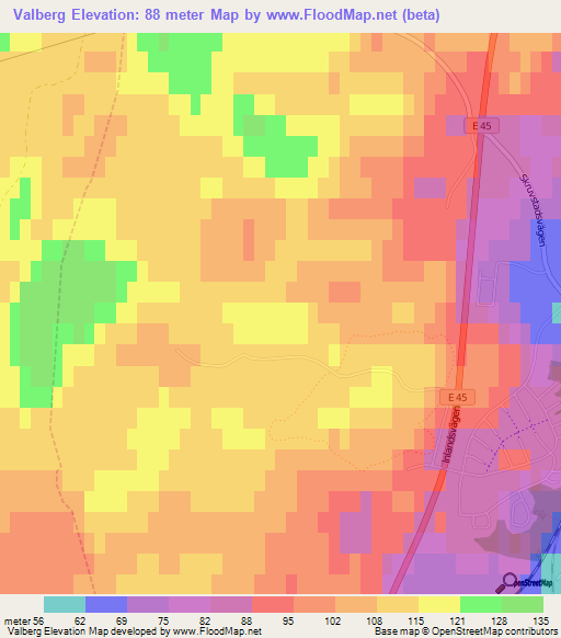 Valberg,Sweden Elevation Map