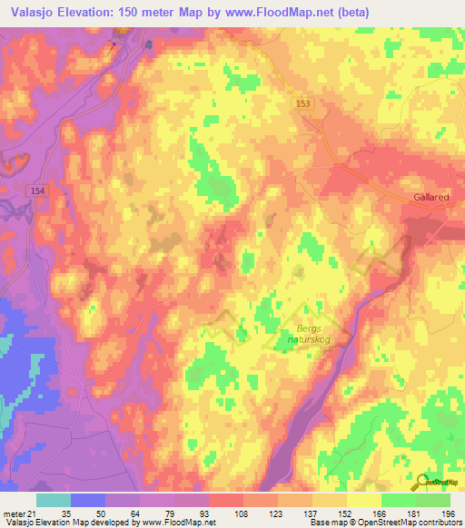 Valasjo,Sweden Elevation Map