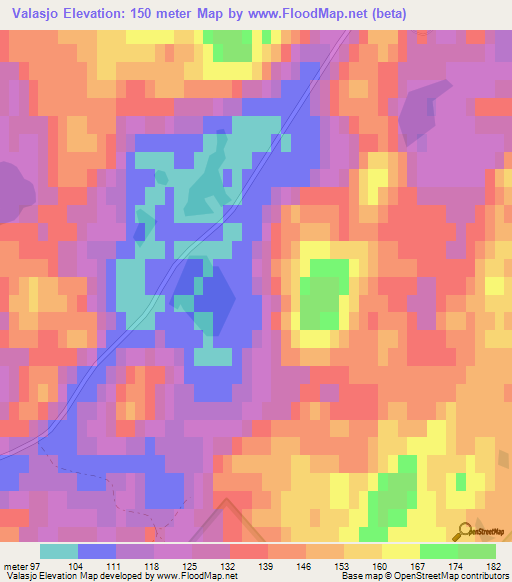 Valasjo,Sweden Elevation Map