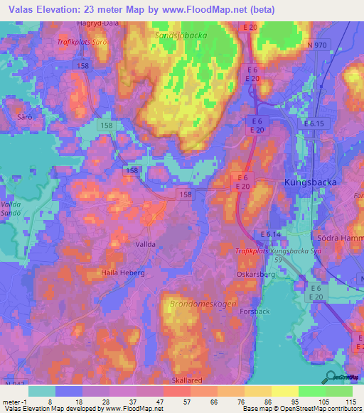 Valas,Sweden Elevation Map