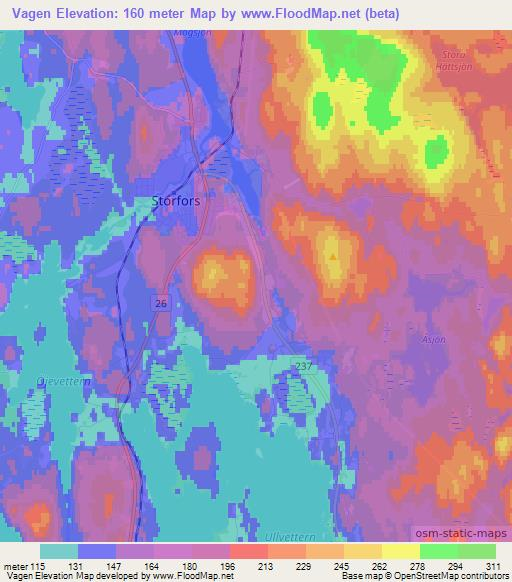 Vagen,Sweden Elevation Map