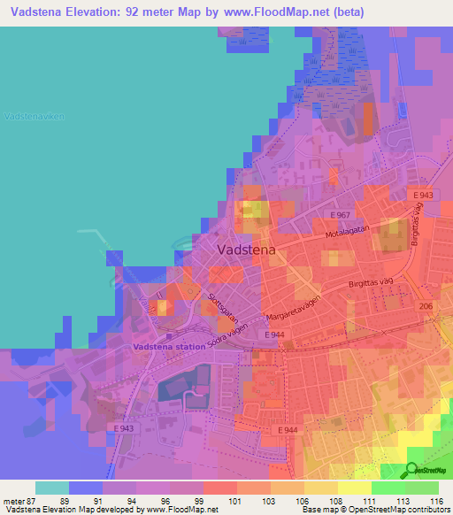 Vadstena,Sweden Elevation Map