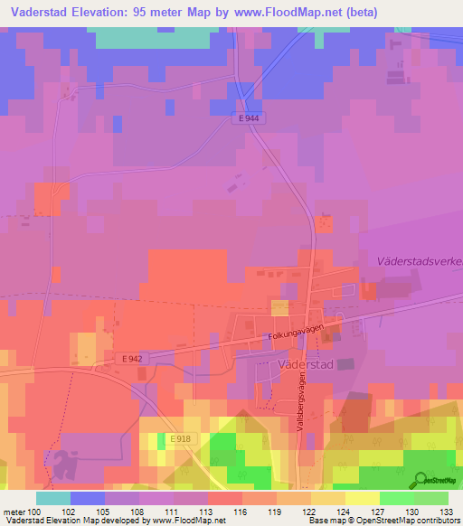 Vaderstad,Sweden Elevation Map