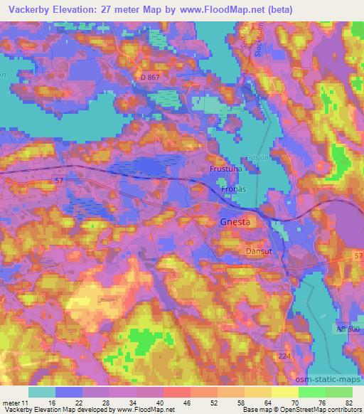 Vackerby,Sweden Elevation Map