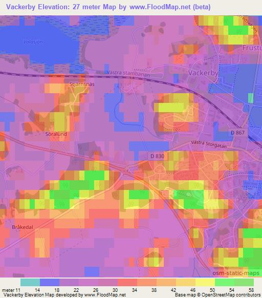 Vackerby,Sweden Elevation Map