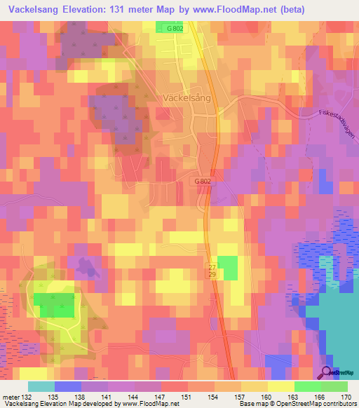 Vackelsang,Sweden Elevation Map