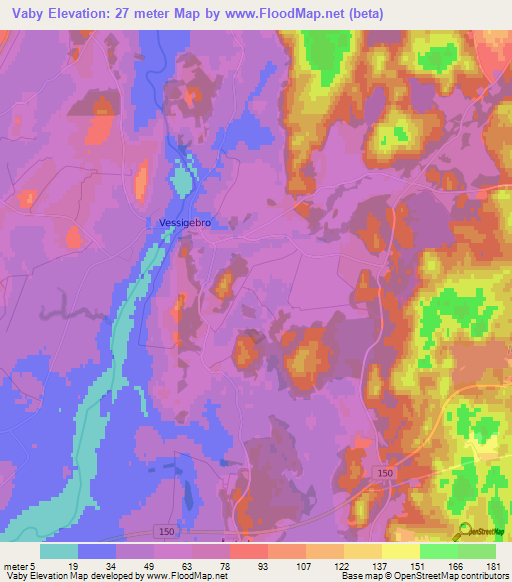 Vaby,Sweden Elevation Map