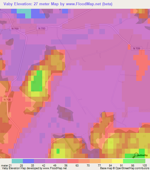 Vaby,Sweden Elevation Map