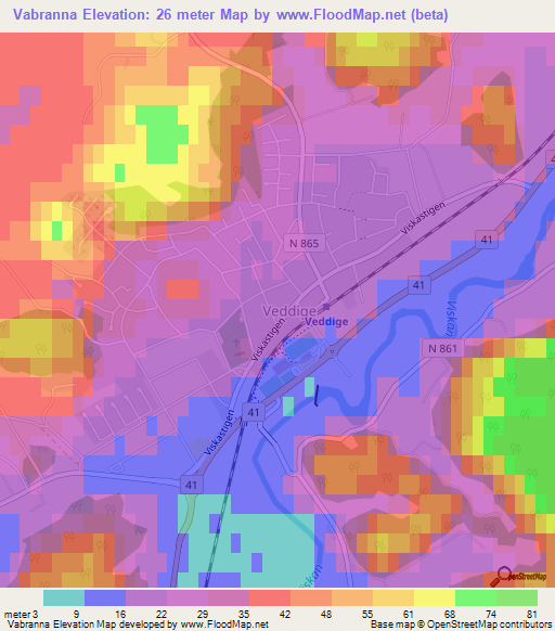 Vabranna,Sweden Elevation Map