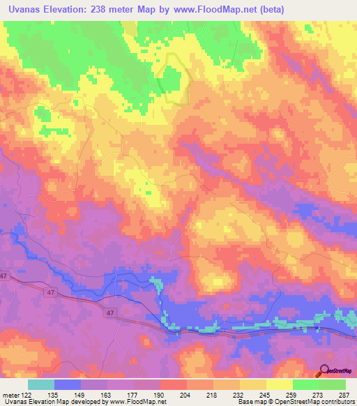 Uvanas,Sweden Elevation Map