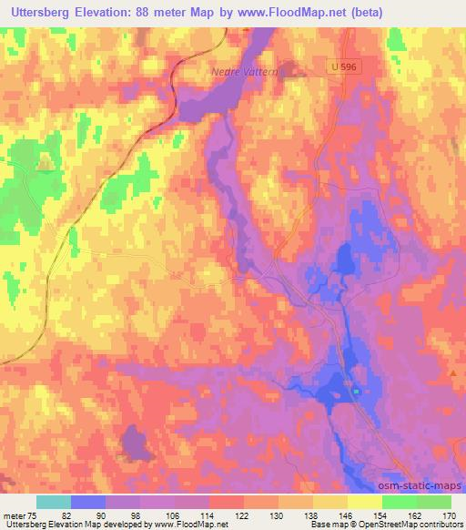 Uttersberg,Sweden Elevation Map