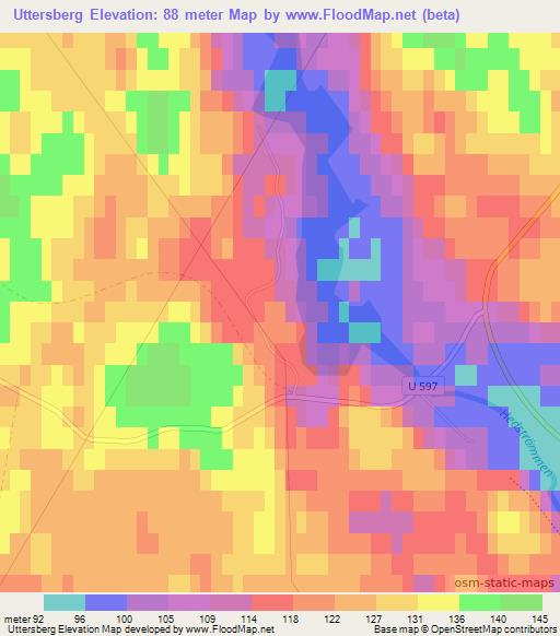 Uttersberg,Sweden Elevation Map
