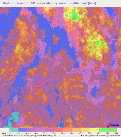 Urshult,Sweden Elevation Map