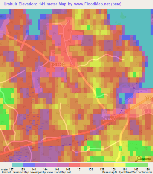 Urshult,Sweden Elevation Map