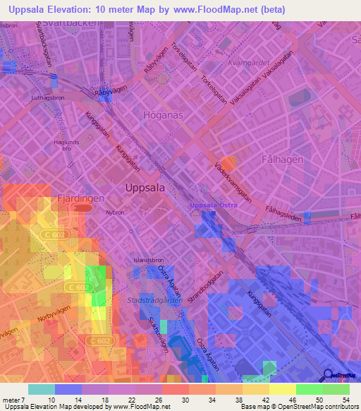 Uppsala,Sweden Elevation Map