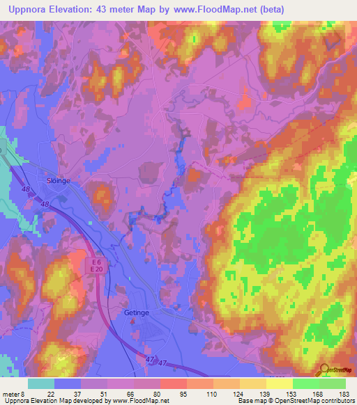 Uppnora,Sweden Elevation Map