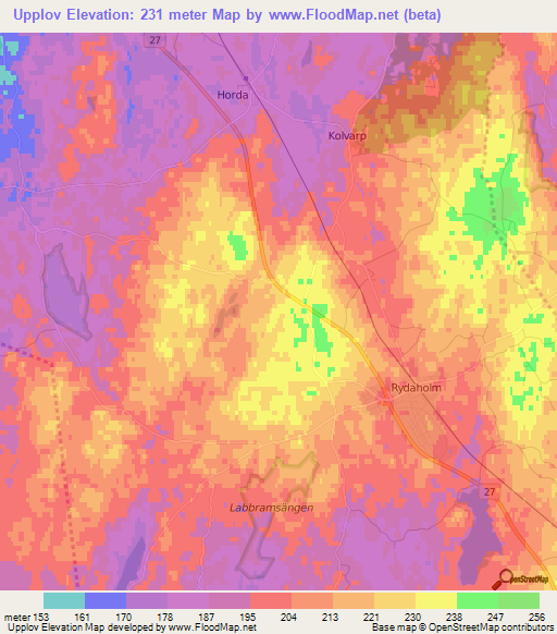 Upplov,Sweden Elevation Map