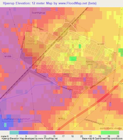 Hjaerup,Sweden Elevation Map