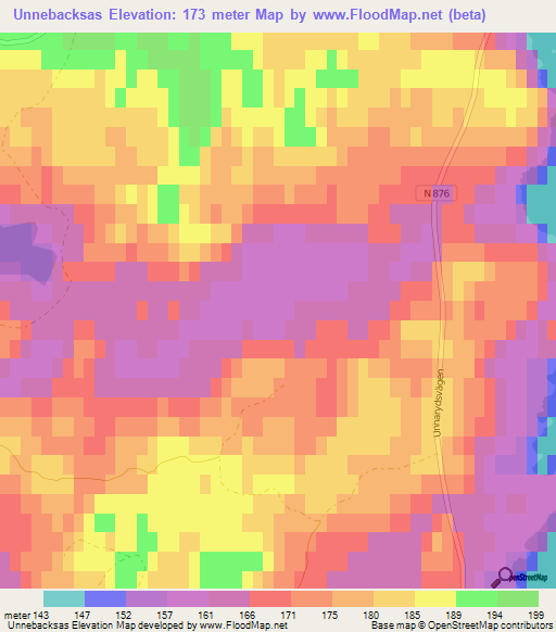 Unnebacksas,Sweden Elevation Map