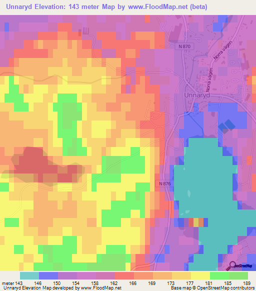 Unnaryd,Sweden Elevation Map