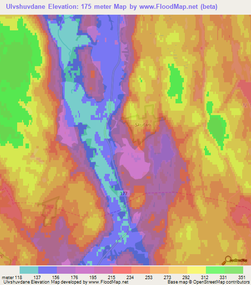 Ulvshuvdane,Sweden Elevation Map