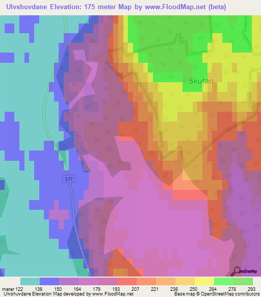 Ulvshuvdane,Sweden Elevation Map