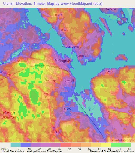 Ulvhall,Sweden Elevation Map