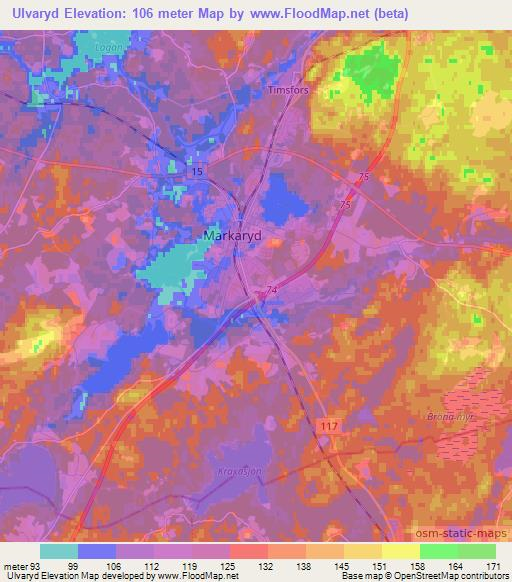 Ulvaryd,Sweden Elevation Map